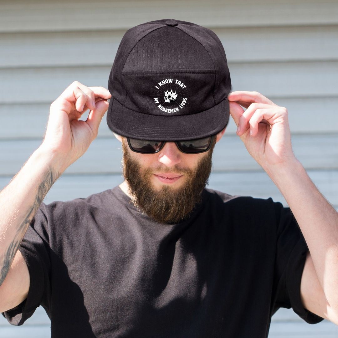 "I Know That My Redeemer Lives" Skulls Action Sport Hat | Leather Adjustable Strap Back